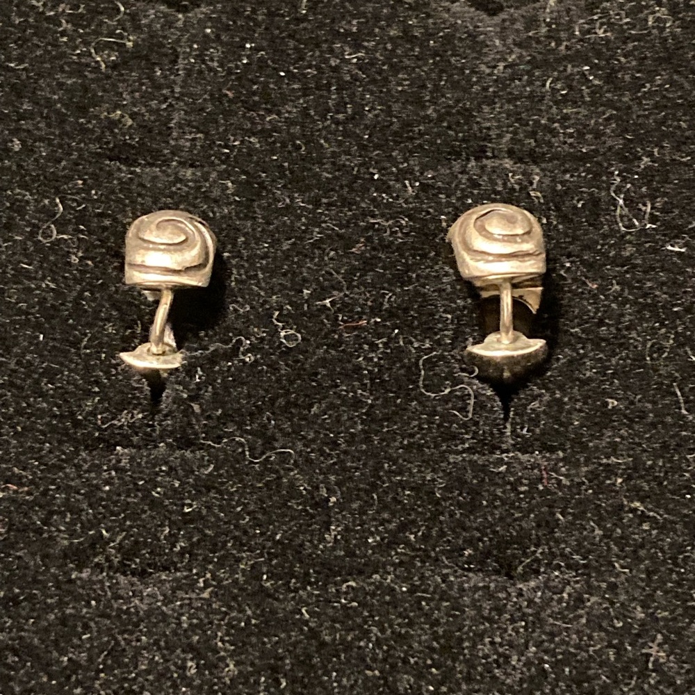 Native American Silver Hinge Earrings - image 4